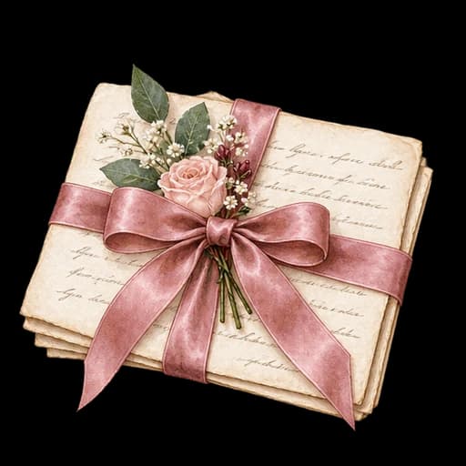 A bundle of handwritten letters tied with a ribbon