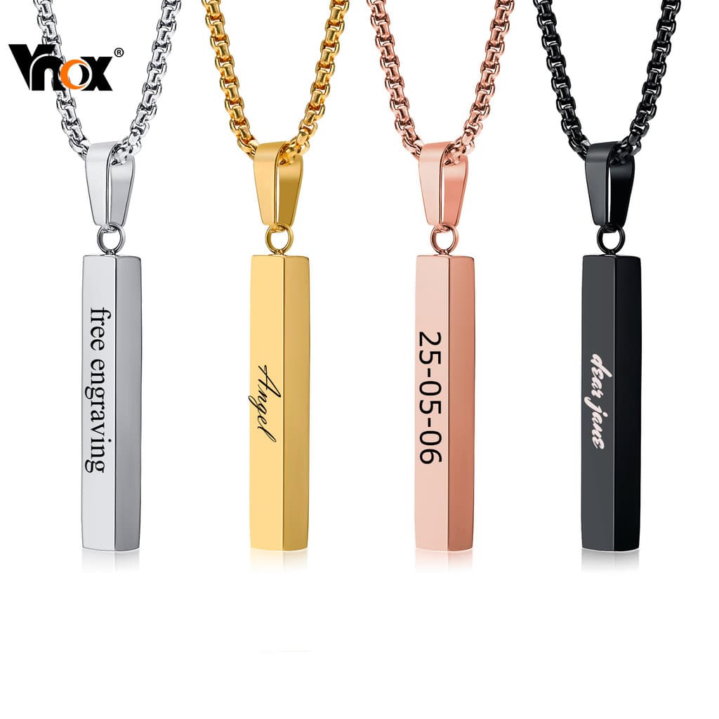 Engraved bar necklace
